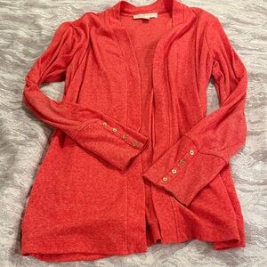 Michael Kors Women's Open-Front Coral Knit Cardigan with Button Cuffs